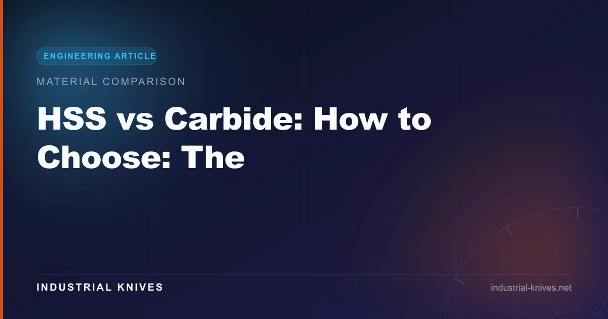 HSS vs Carbide Machine Knives: How to Choose